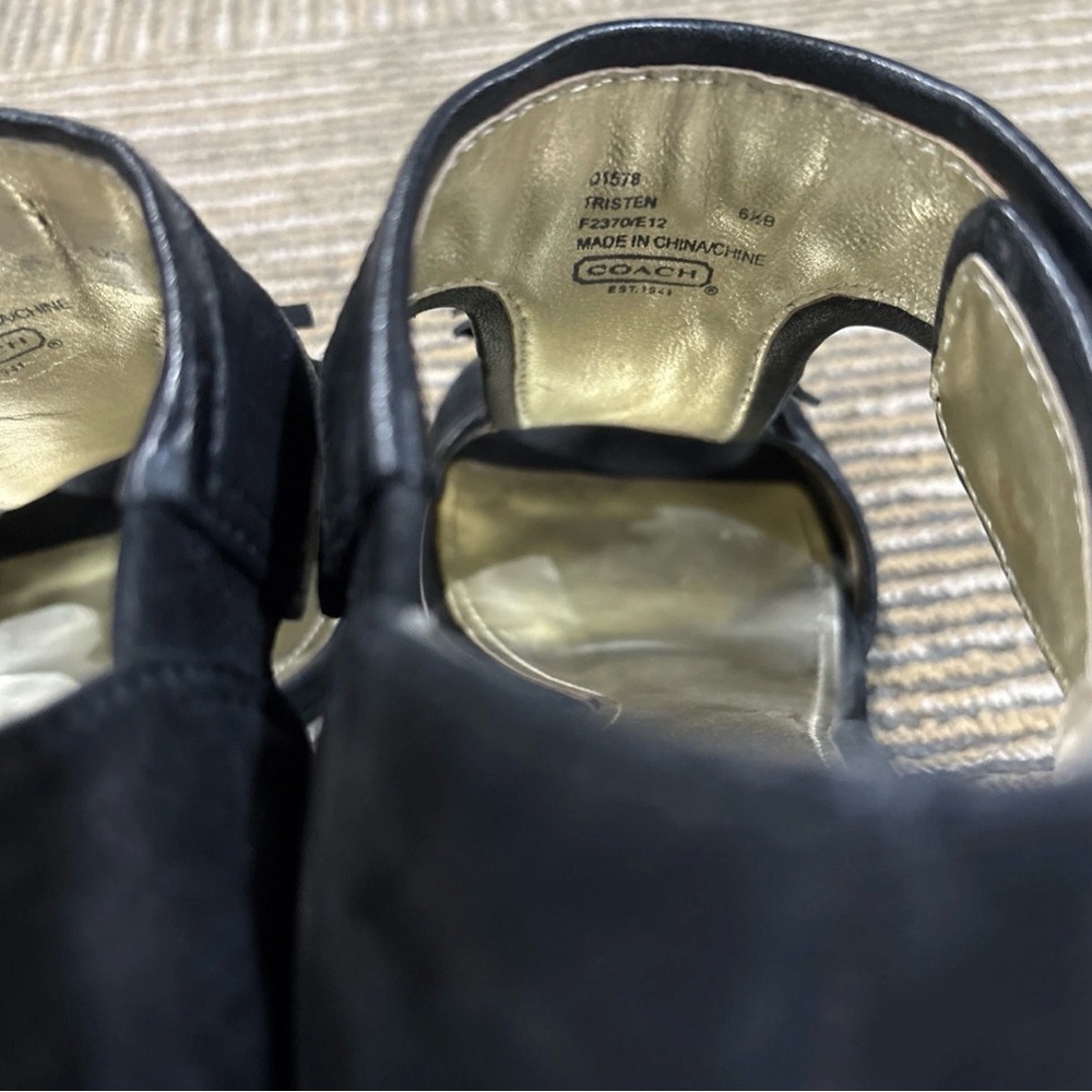 Coach Black Leather Tassel Peep toe High Heel Pumps Size 6.5 M - Picture 4 of 7